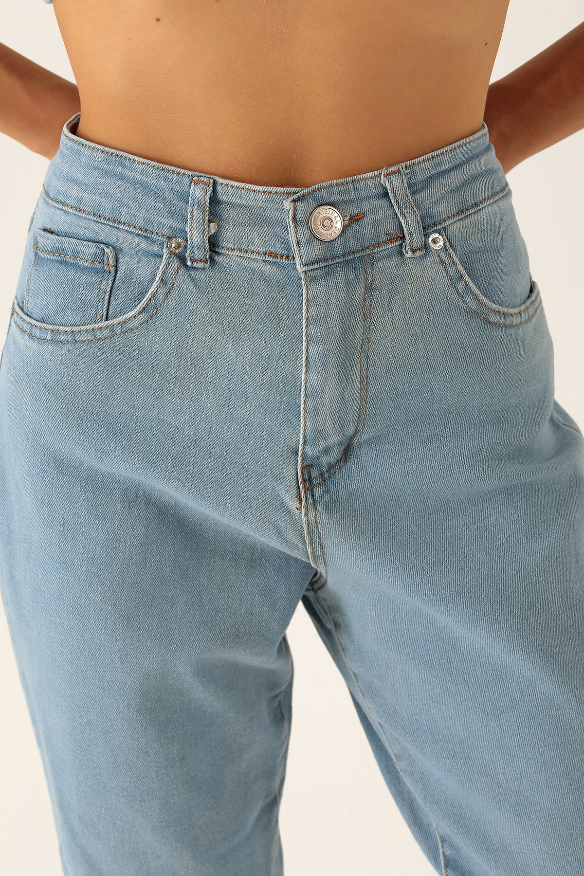 Yüksek Bel Mom Jean - 2039 Açık Mavi - 6