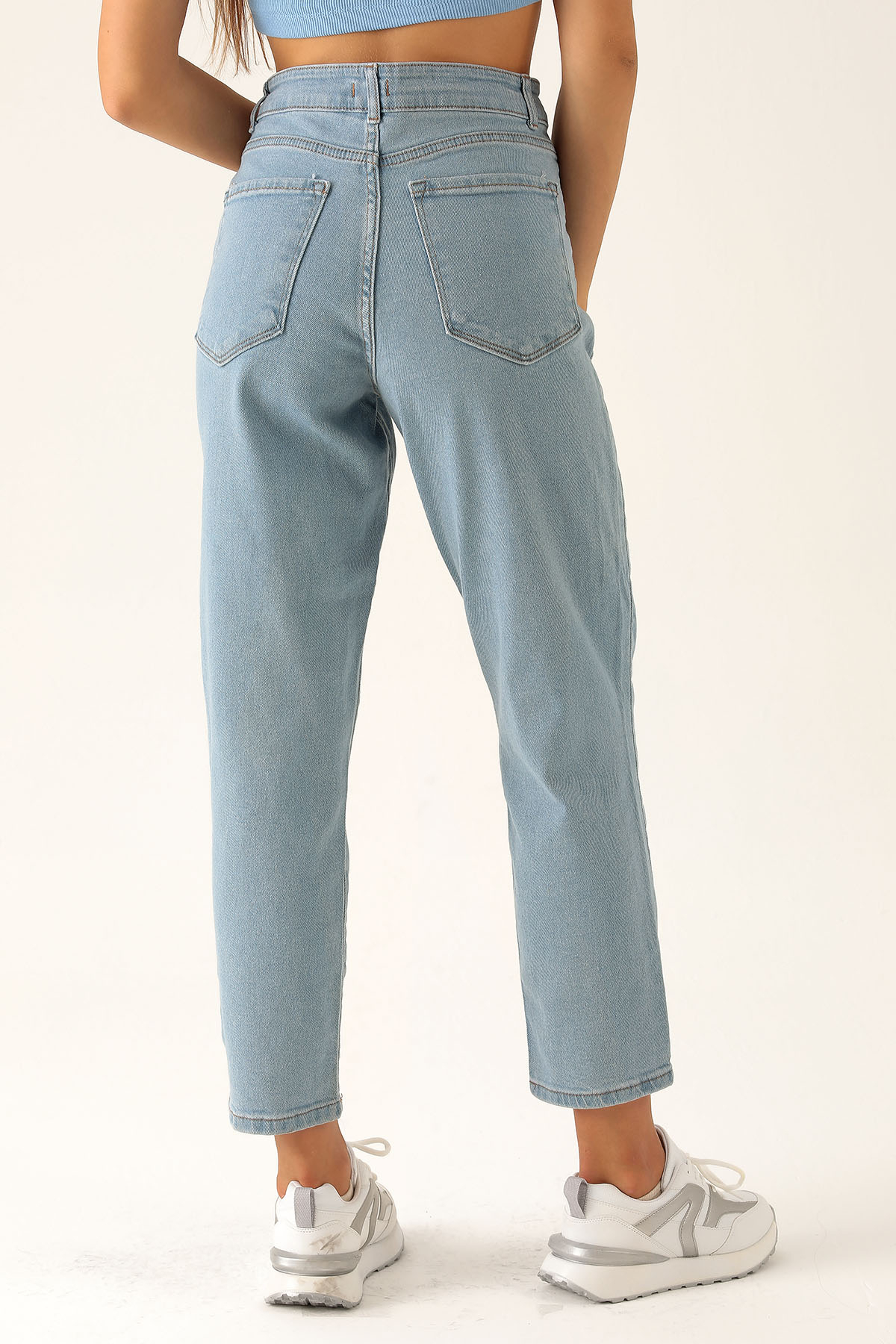 Yüksek Bel Mom Jean - 2039 Açık Mavi - 5