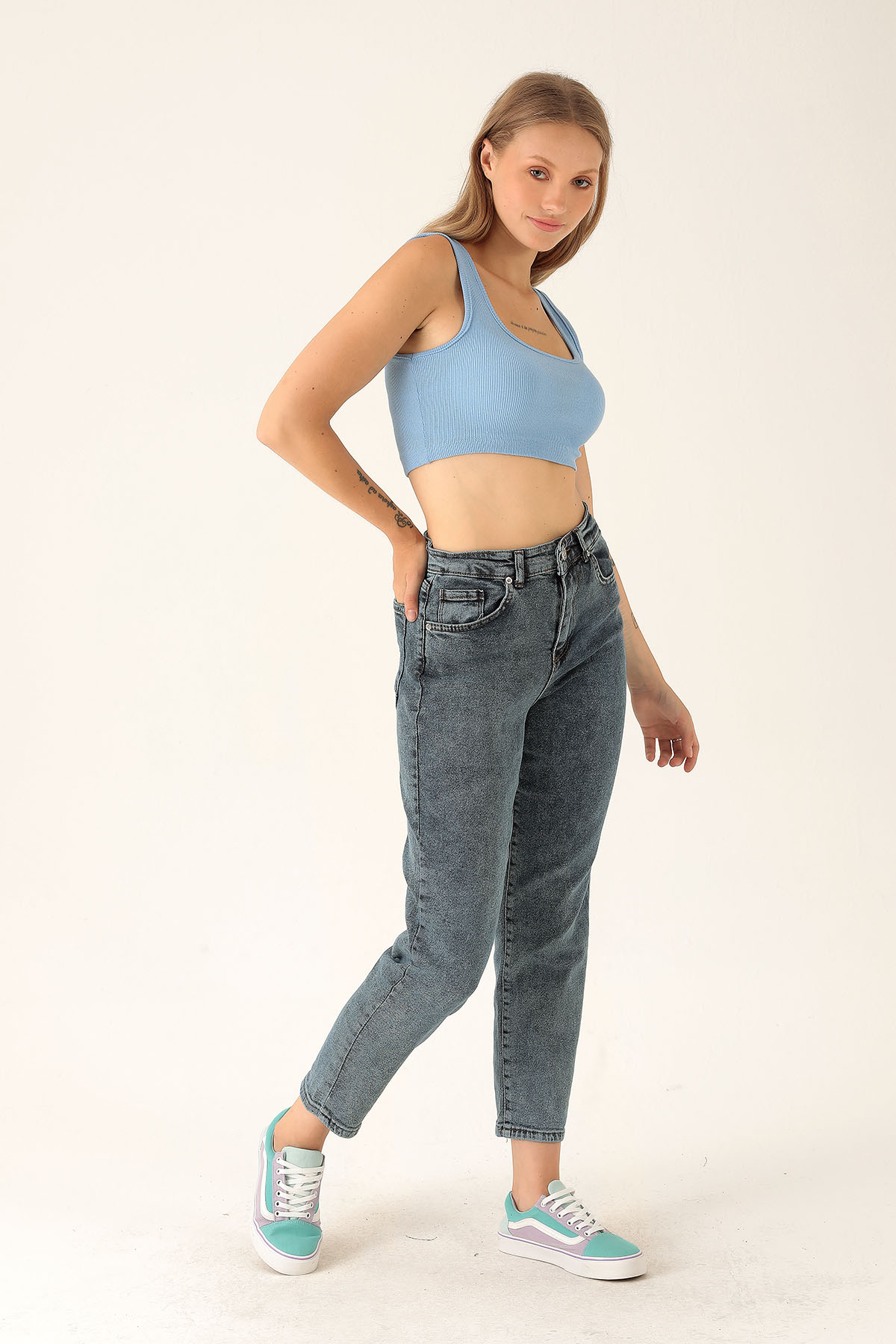 Yüksek Bel Mom Jean - 2039 Kar Yıkama - 2