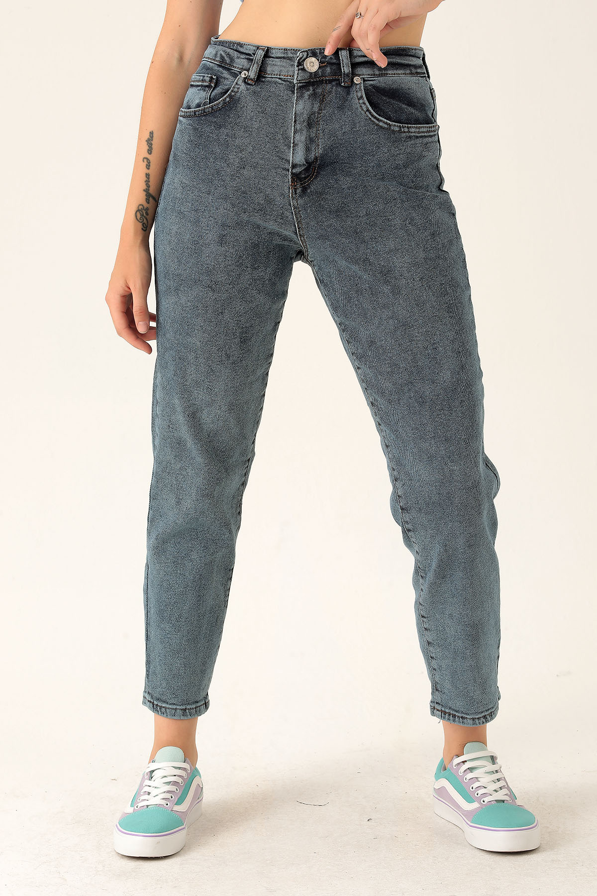 Yüksek Bel Mom Jean - 2039 Kar Yıkama - 3