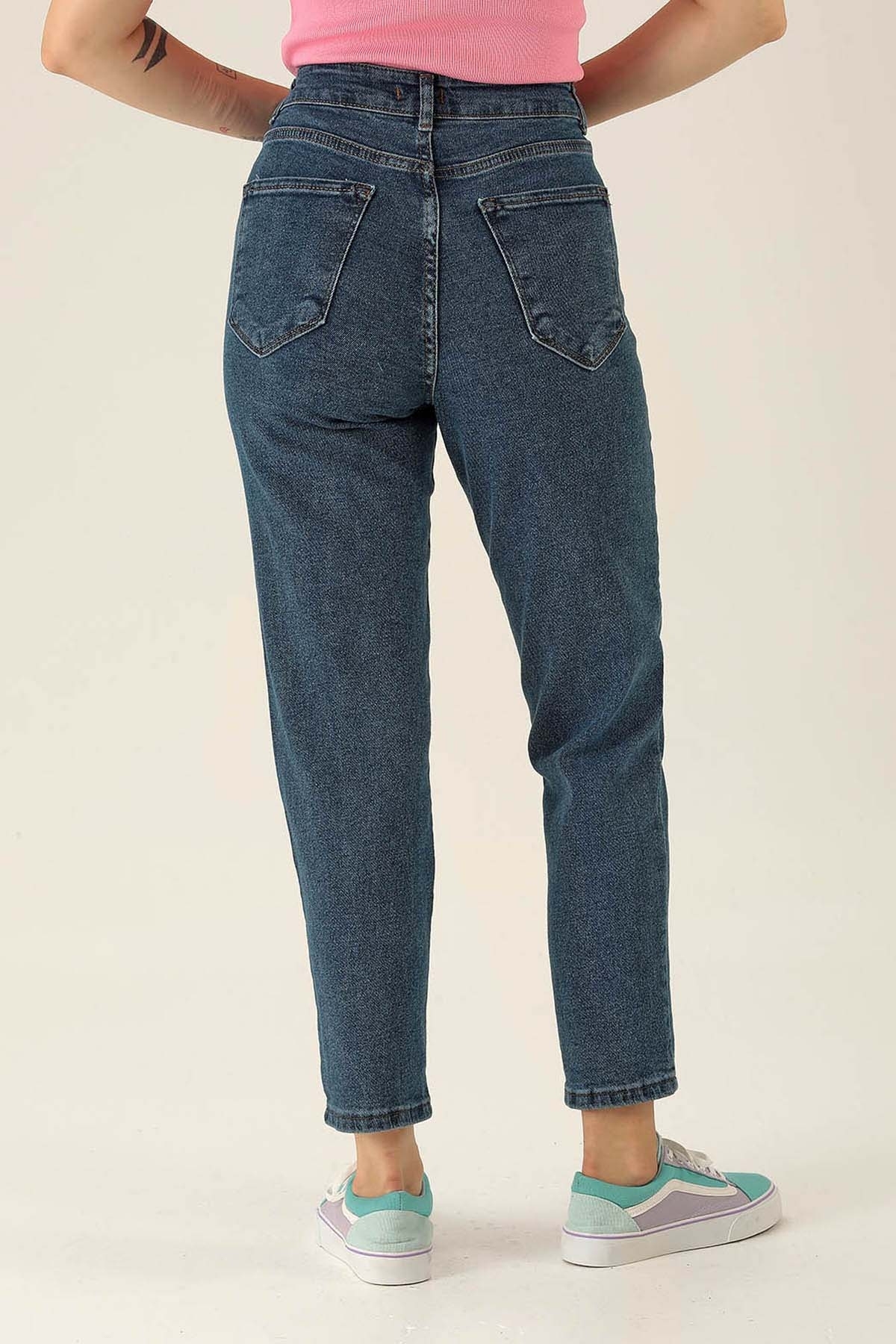 Yüksek Bel Mom Jean - 2039 Mavi - 5