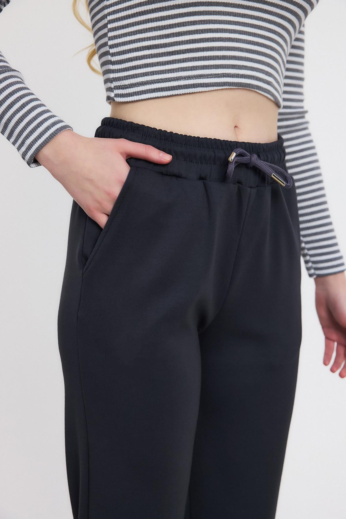 Yumuşak Dokulu Esnek Premium Kumaş Rahat Kalıp Eşofman Altı Antrasit - 8242 - 4