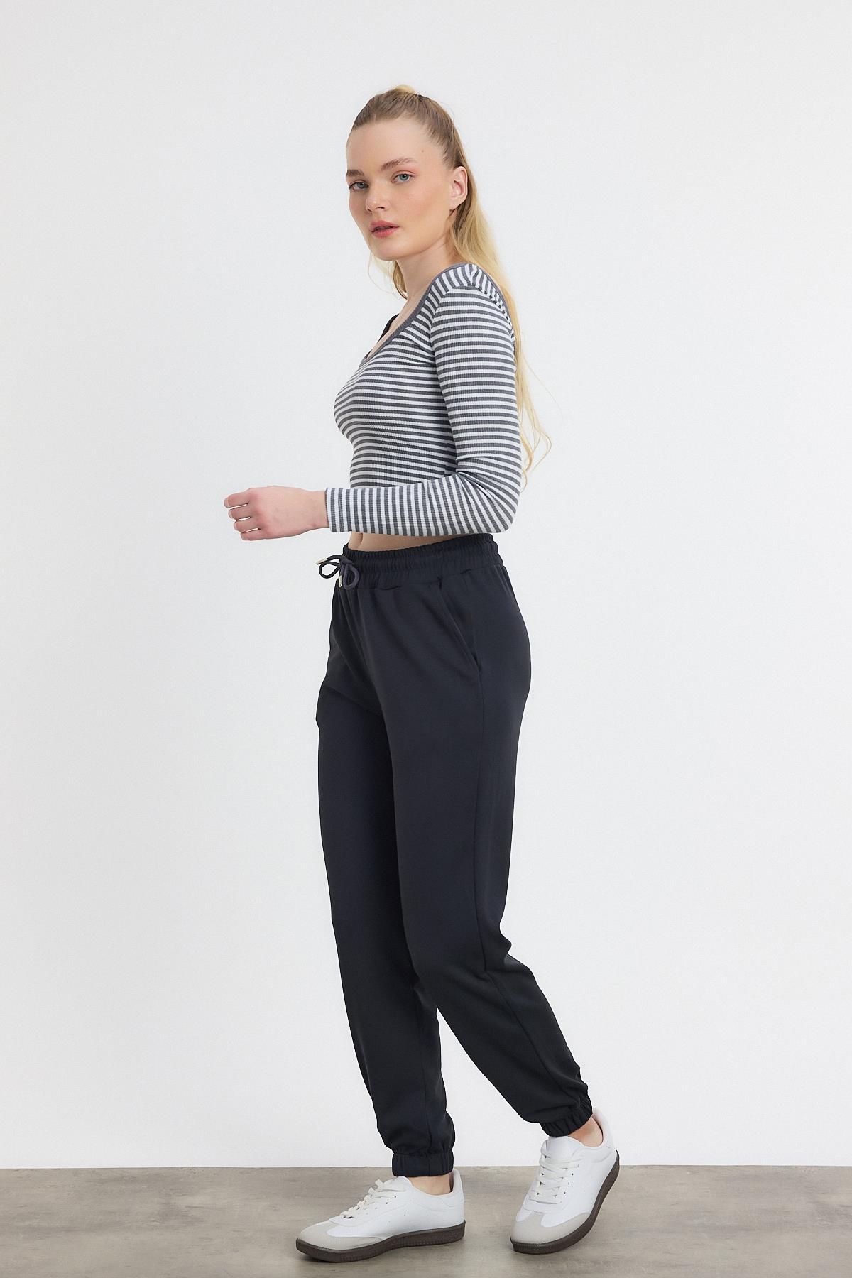 Yumuşak Dokulu Esnek Premium Kumaş Rahat Kalıp Eşofman Altı Antrasit - 8242 - 8