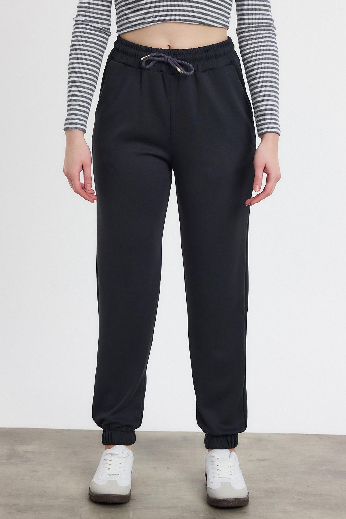 Yumuşak Dokulu Esnek Premium Kumaş Rahat Kalıp Eşofman Altı Antrasit - 8242 - 2