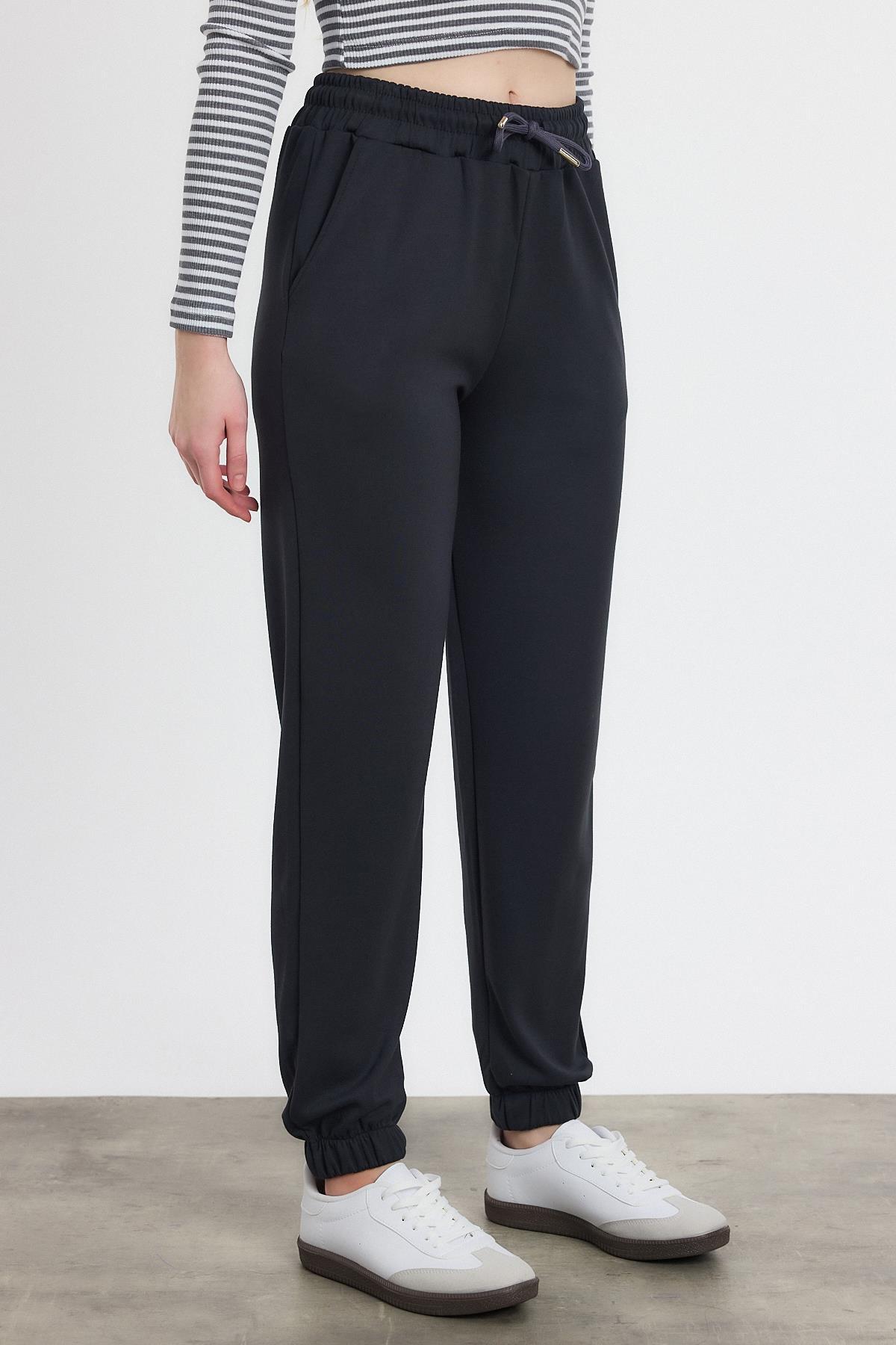 Yumuşak Dokulu Esnek Premium Kumaş Rahat Kalıp Eşofman Altı Antrasit - 8242 - 3