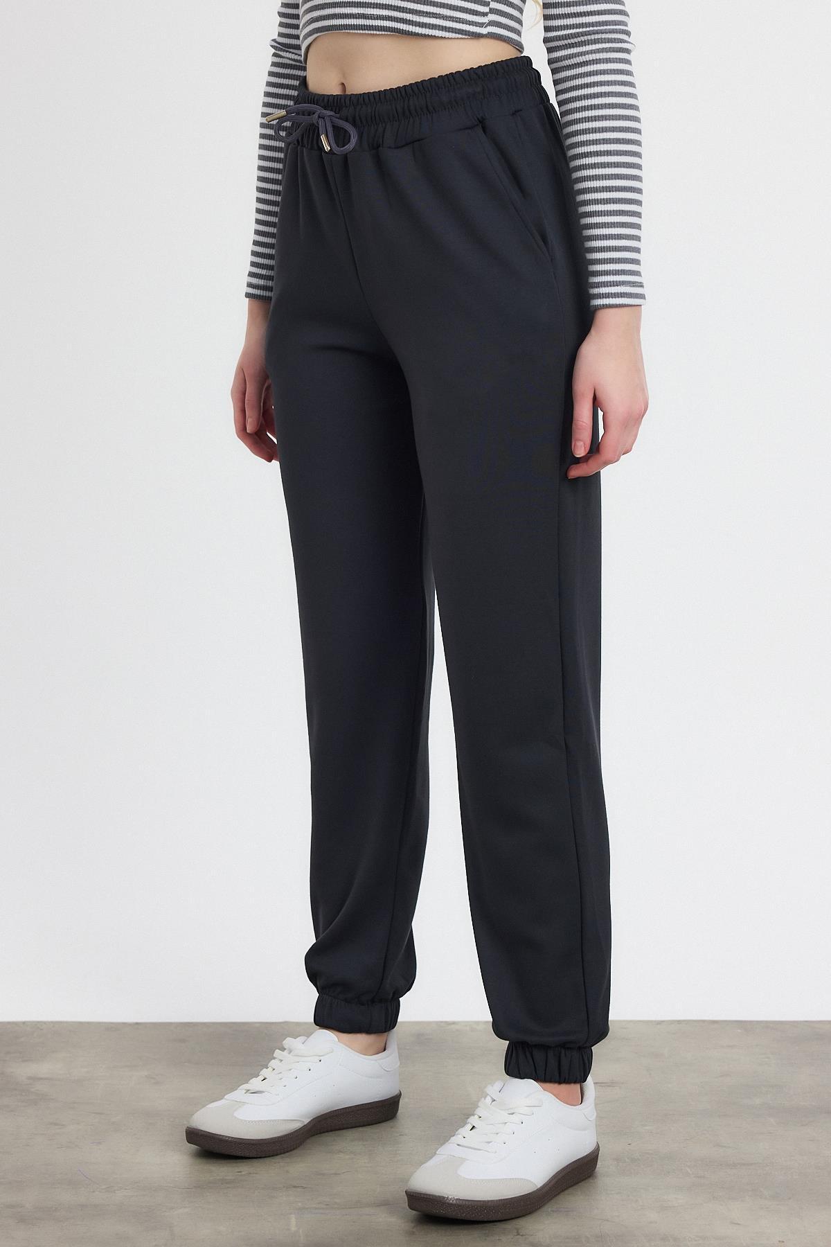 Yumuşak Dokulu Esnek Premium Kumaş Rahat Kalıp Eşofman Altı Antrasit - 8242 - 6