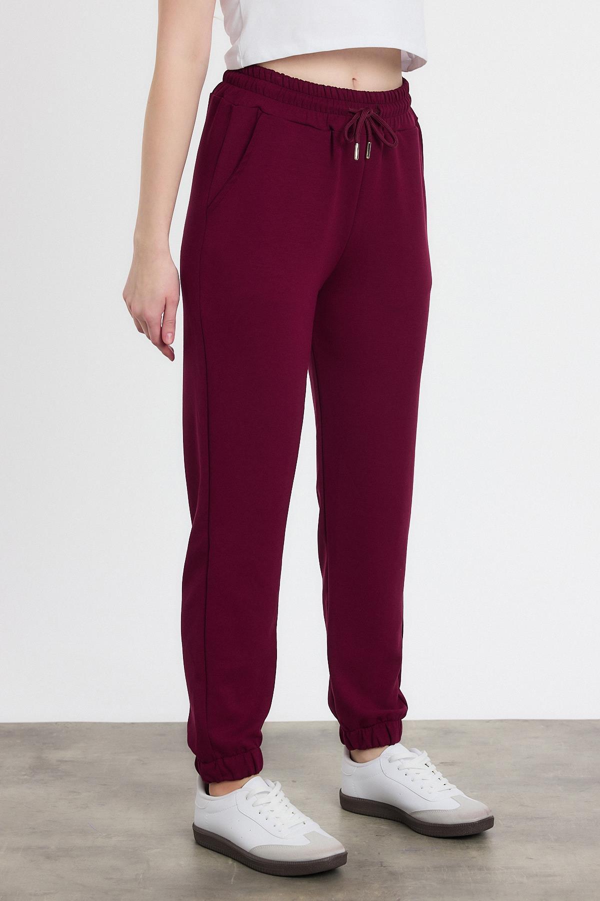 Yumuşak Dokulu Esnek Premium Kumaş Rahat Kalıp Eşofman Altı Bordo - 8242 - RAYS