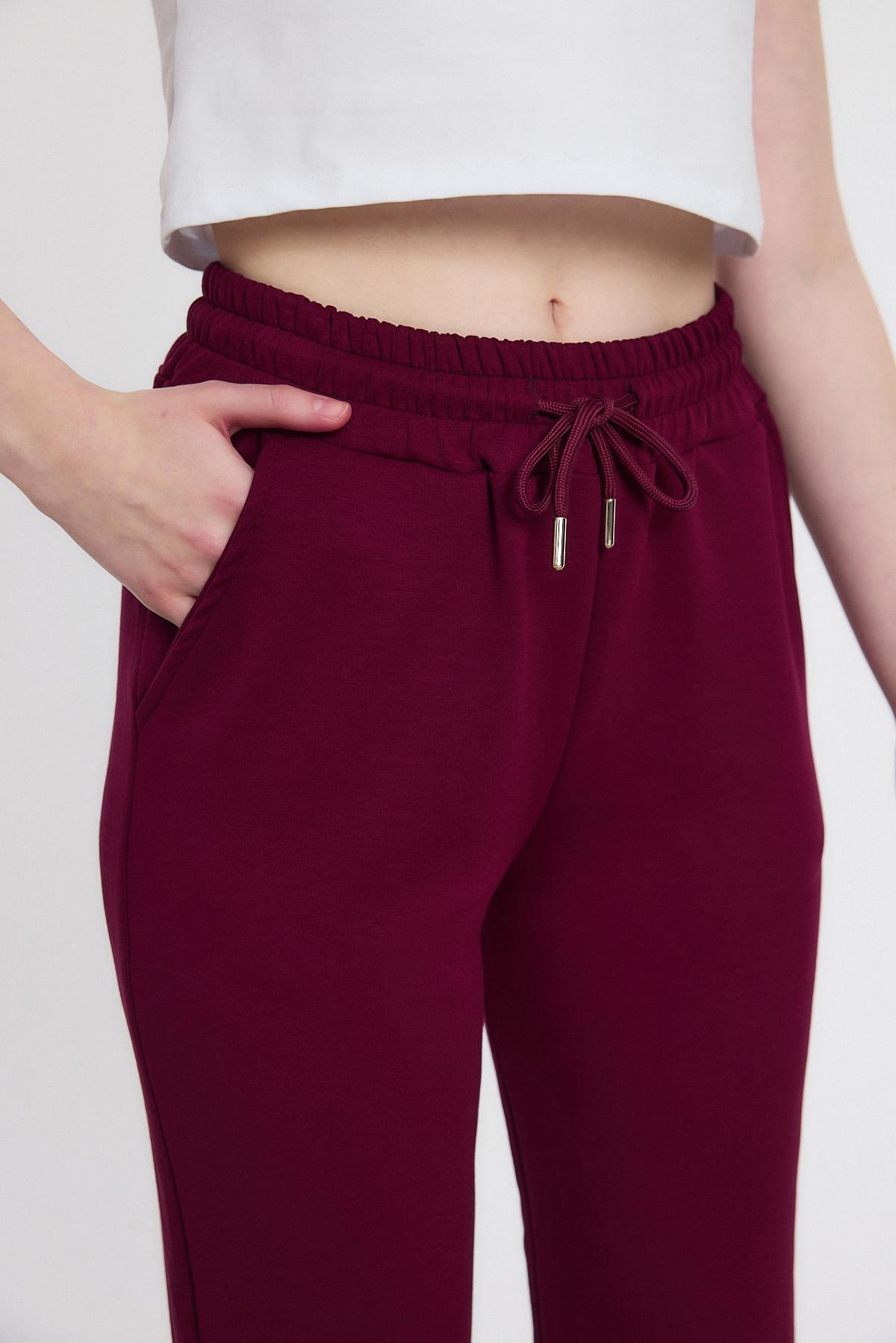 Yumuşak Dokulu Esnek Premium Kumaş Rahat Kalıp Eşofman Altı Bordo - 8242 - RAYS