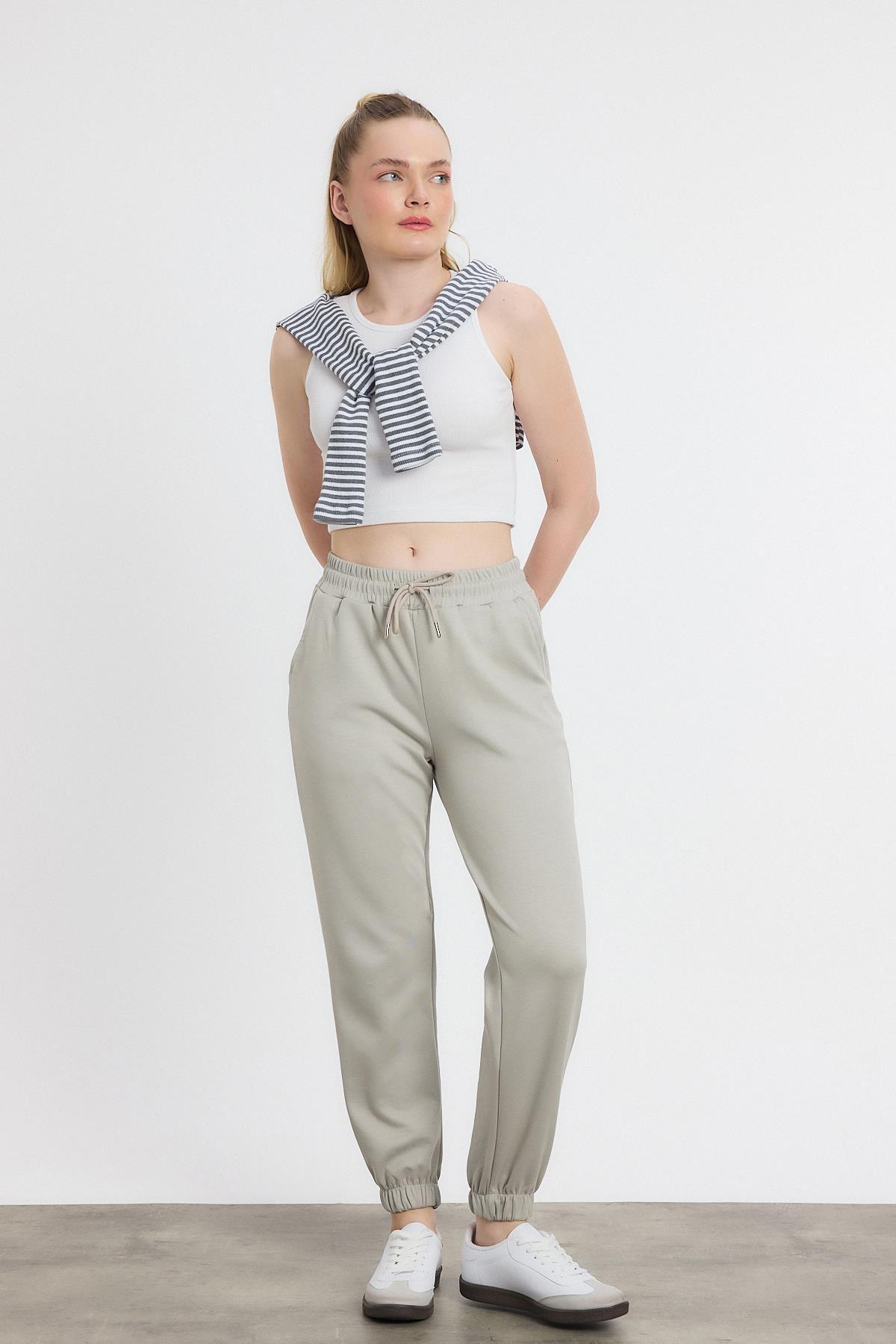 Yumuşak Dokulu Esnek Premium Kumaş Rahat Kalıp Eşofman Altı Gri - 8242 - 1