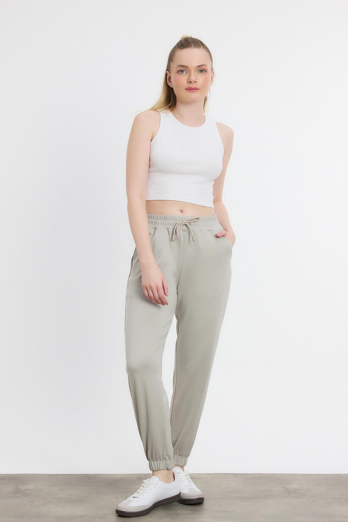 Yumuşak Dokulu Esnek Premium Kumaş Rahat Kalıp Eşofman Altı Gri - 8242 - 6