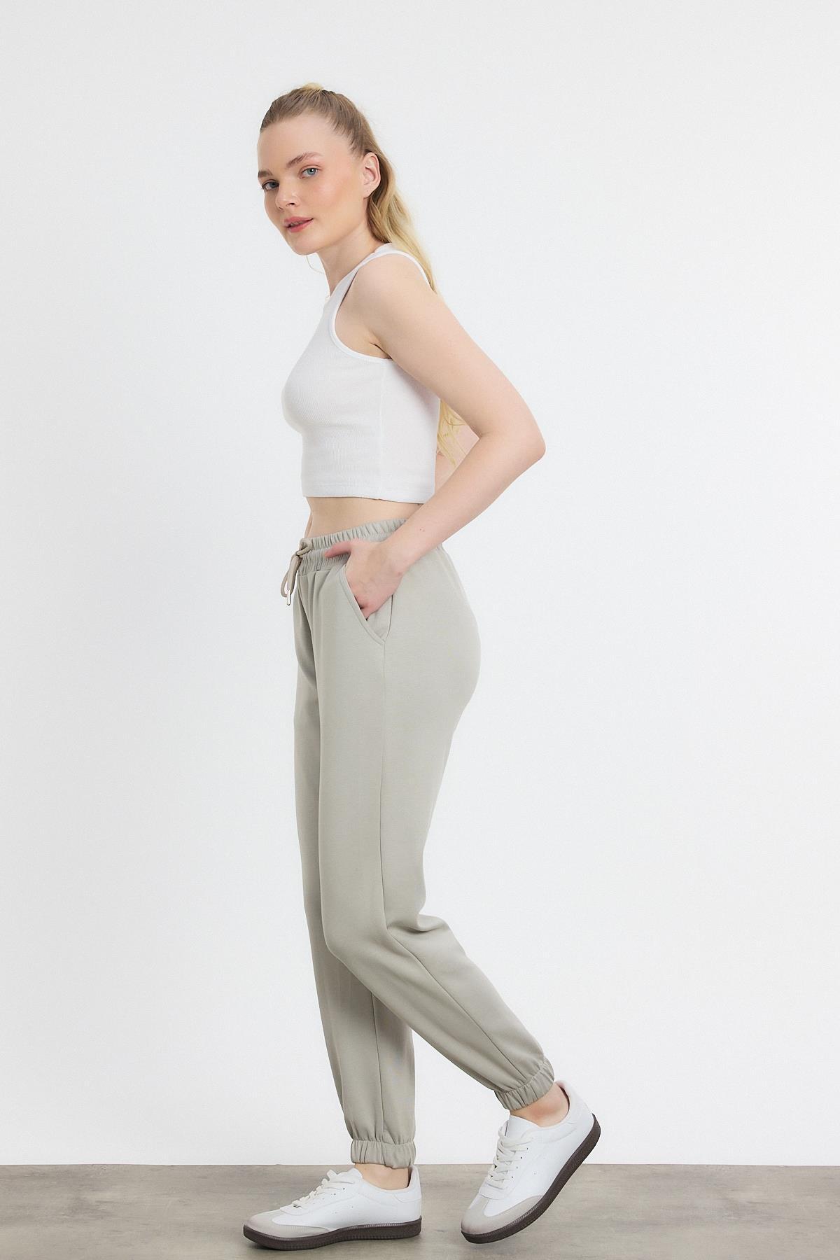 Yumuşak Dokulu Esnek Premium Kumaş Rahat Kalıp Eşofman Altı Gri - 8242 - 7