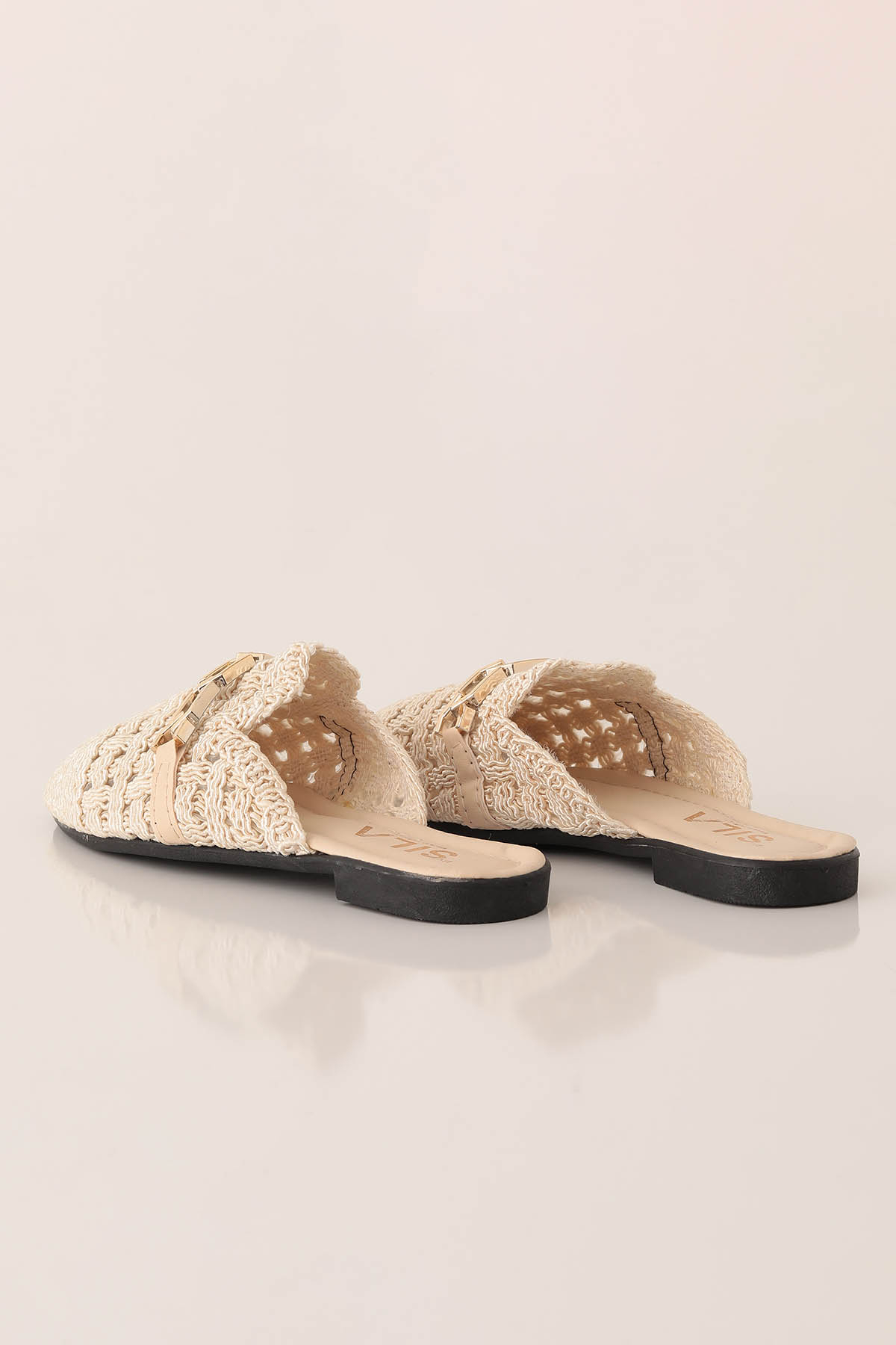 Zincir Detay Hasır Terlik - 7030 Bej - 3
