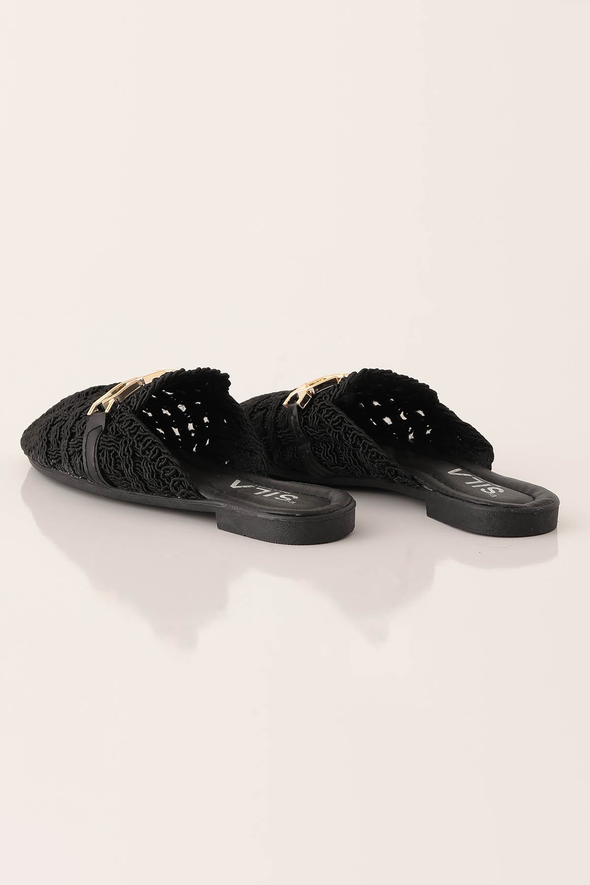 Zincir Detay Hasır Terlik - 7030 Siyah - 4