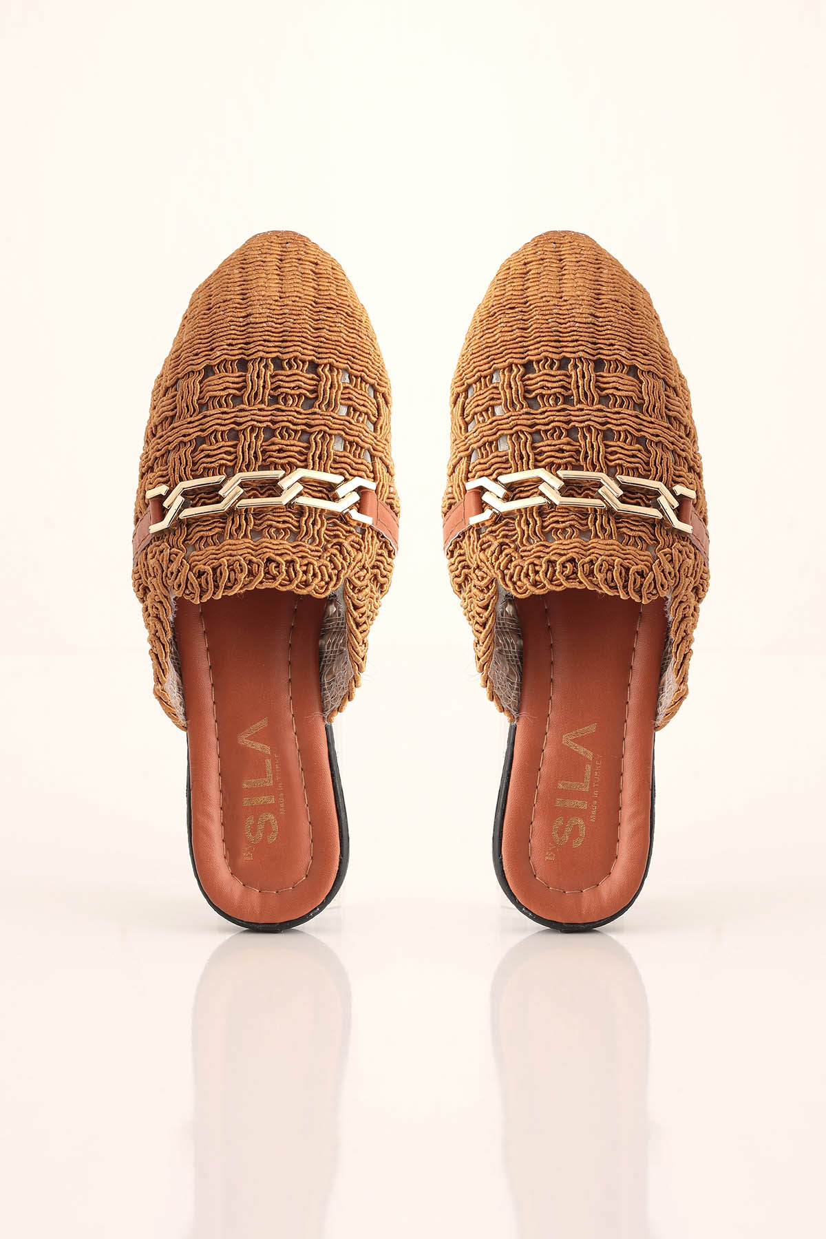 Zincir Detay Hasır Terlik - 7030 Taba - 5