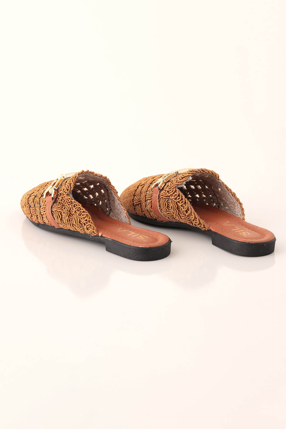 Zincir Detay Hasır Terlik - 7030 Taba - 3