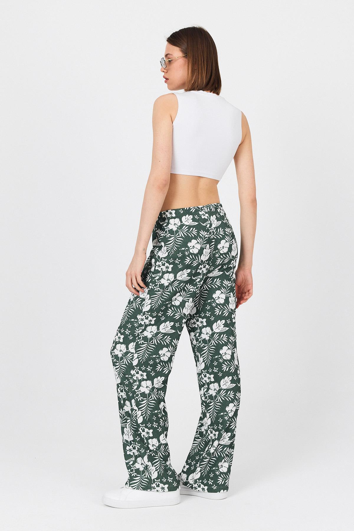 Zümrüt Bel Lastikli Desenli Pantolon 4725A - 6