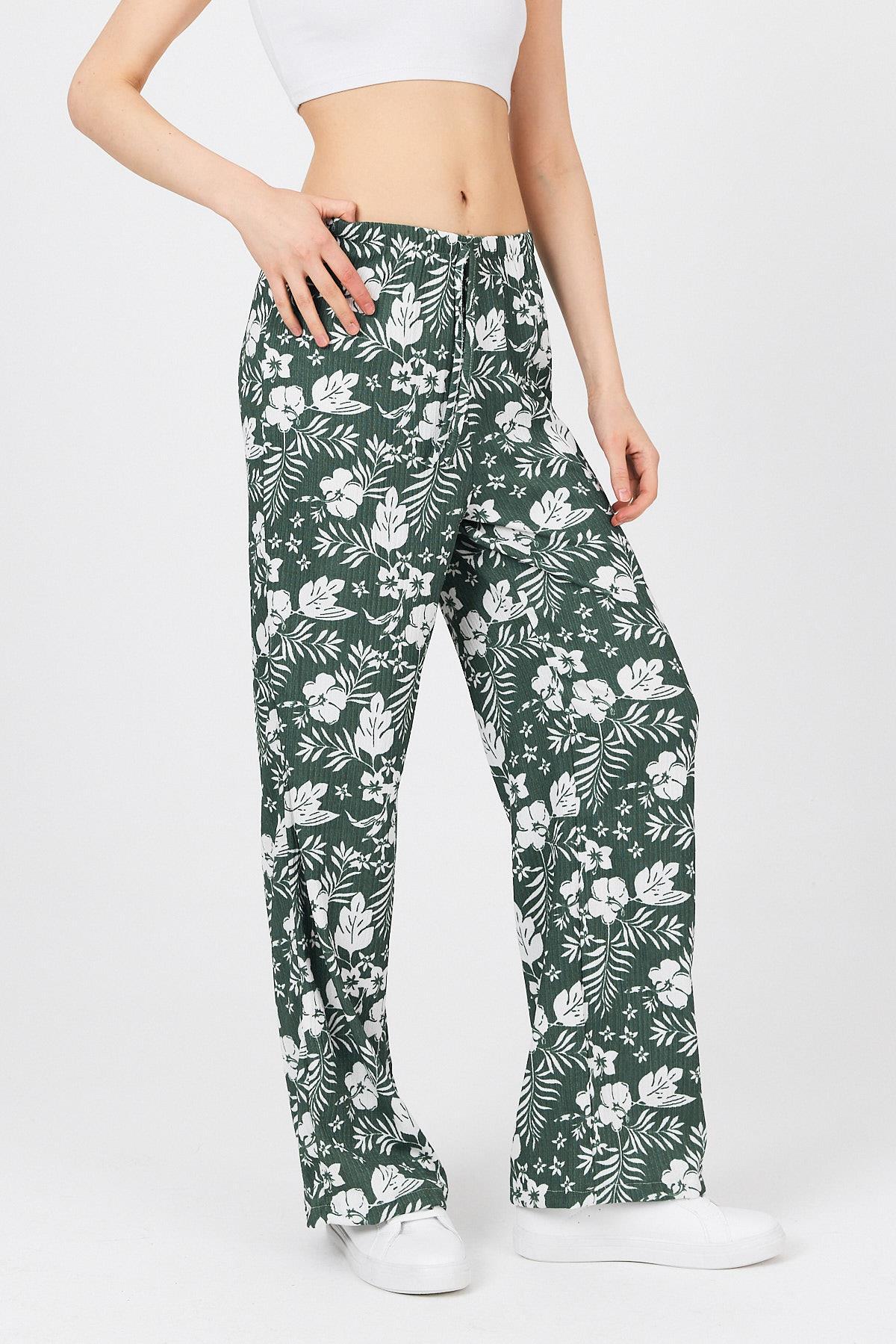 Zümrüt Bel Lastikli Desenli Pantolon 4725A - 3