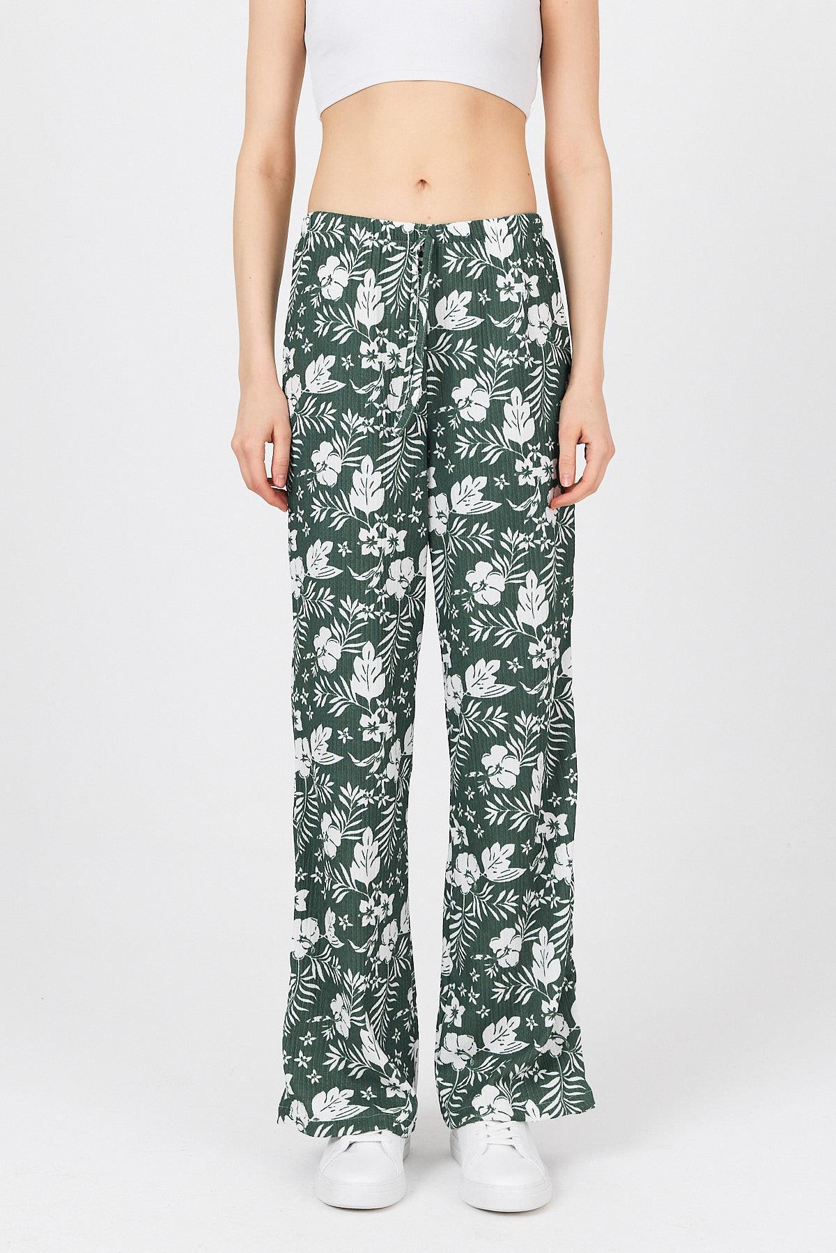 Zümrüt Bel Lastikli Desenli Pantolon 4725A - 2