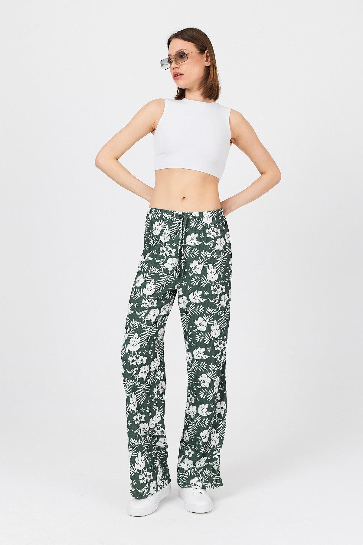 Zümrüt Bel Lastikli Desenli Pantolon 4725A - 8