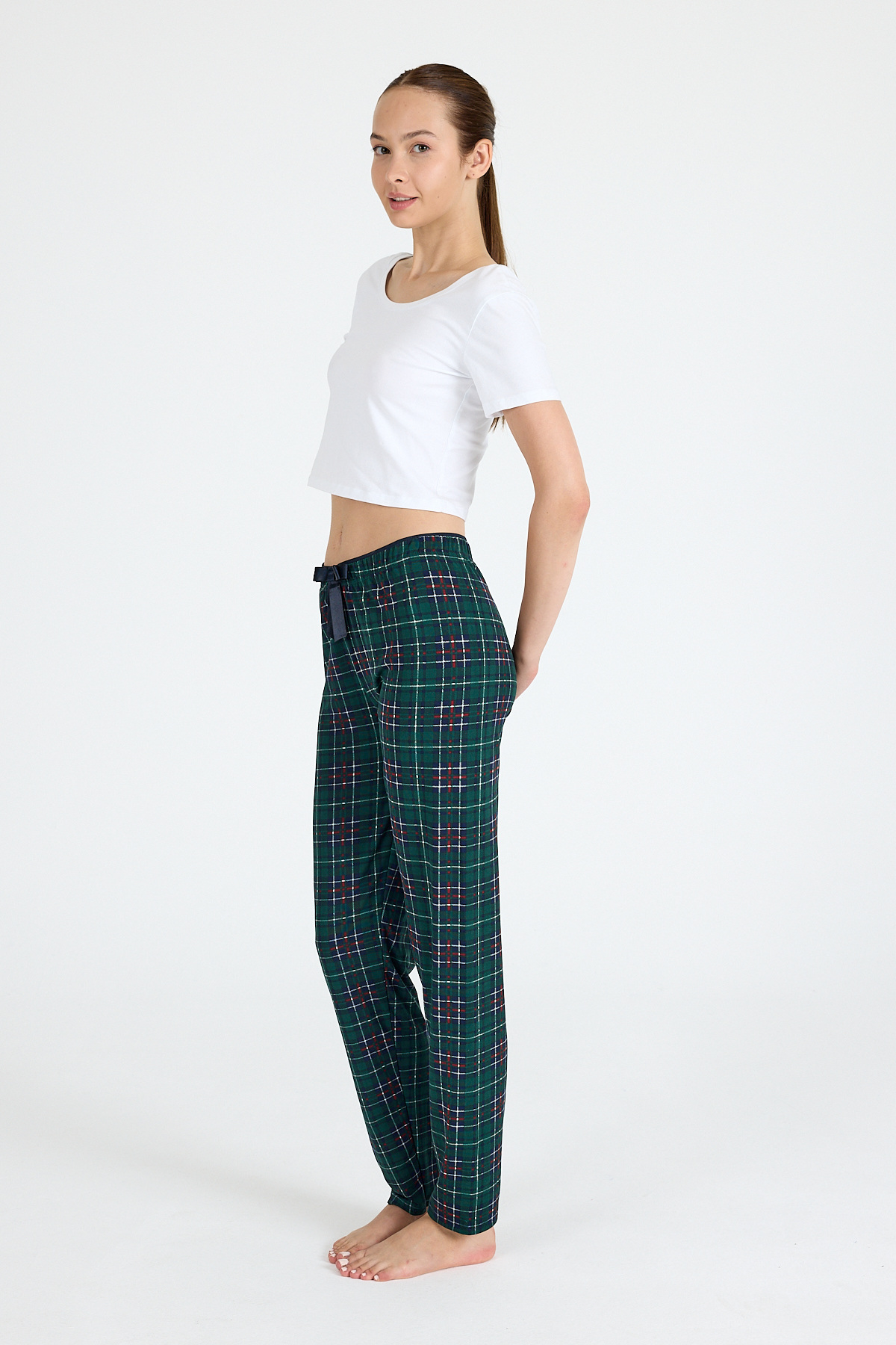 Zümrüt Ekose Desenli Pijama Altı 4518 