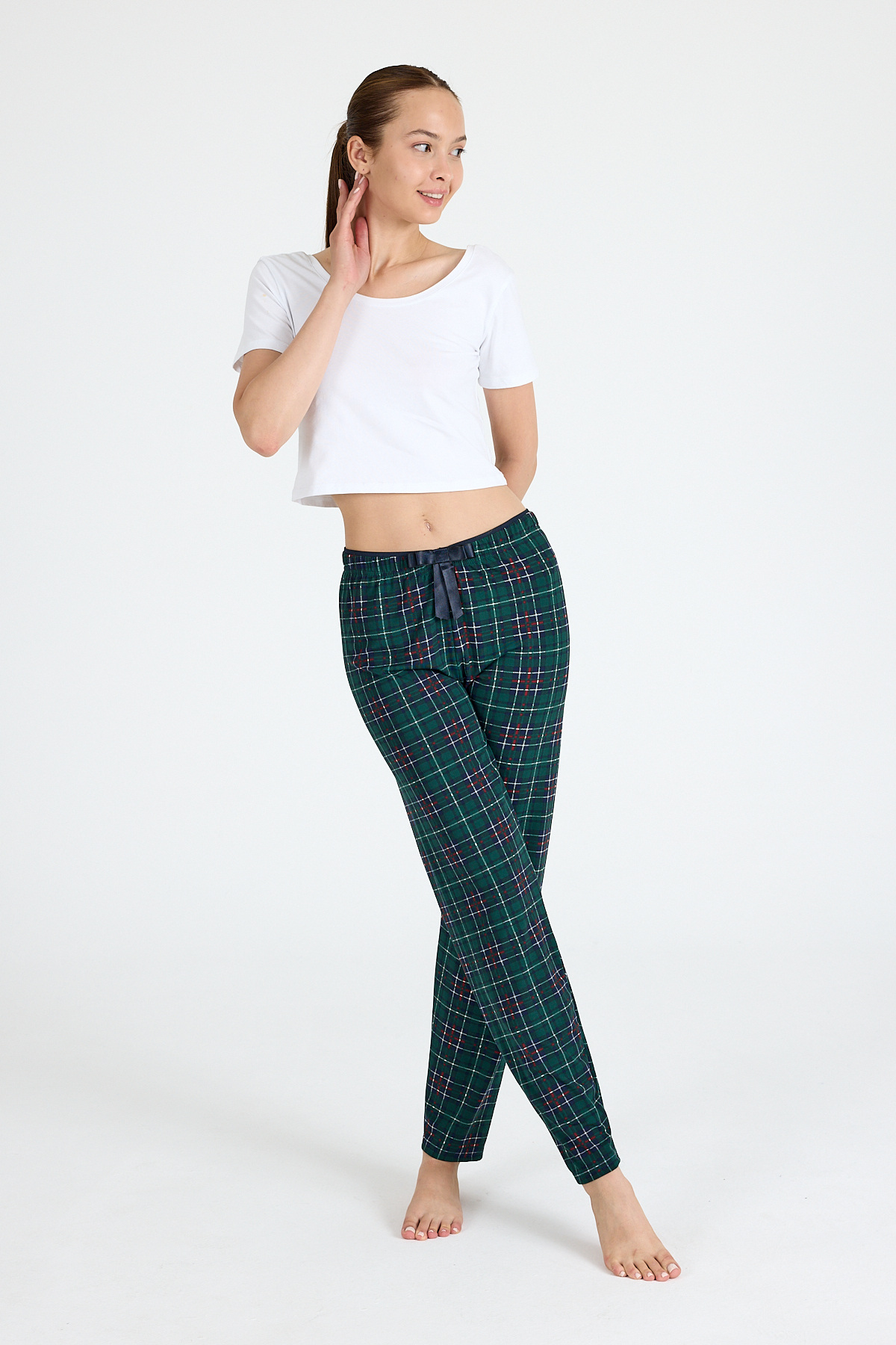 Zümrüt Ekose Desenli Pijama Altı 4518 - 2